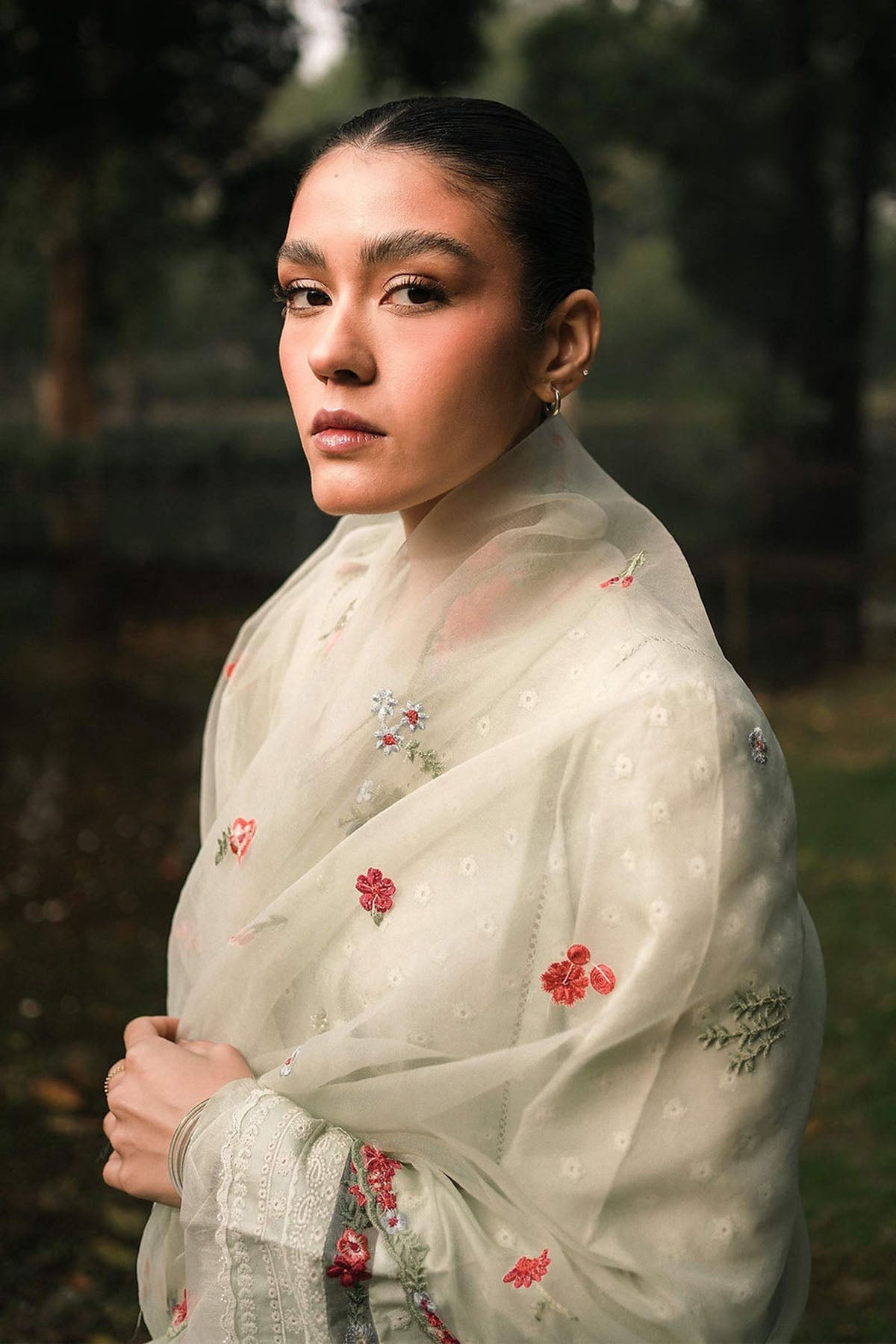 Zara shajahan Embroidered Lawn 3Pc with Organza Embroidered Dupata-Ga1671