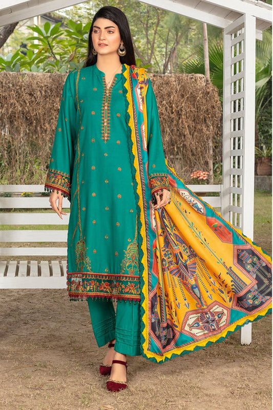 Maria b Embroidered Dhanak 3pc With Printed Whool Shawal-GA1939