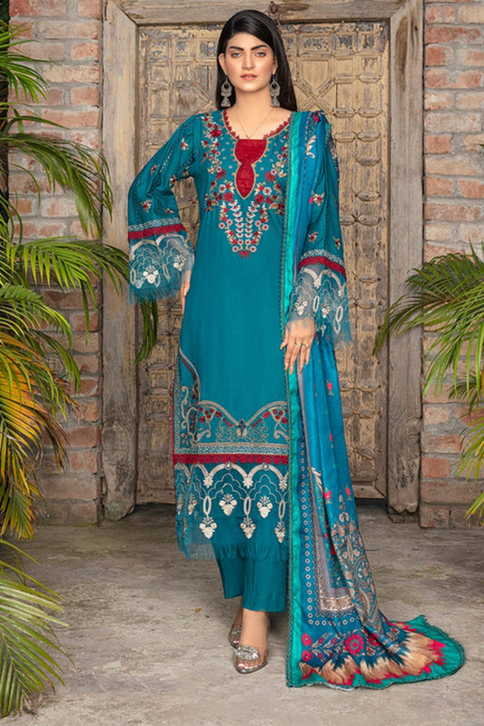 Maria b Luxury Embroidered Dhanak 3pc With Printed Whool Shawal-GA1935