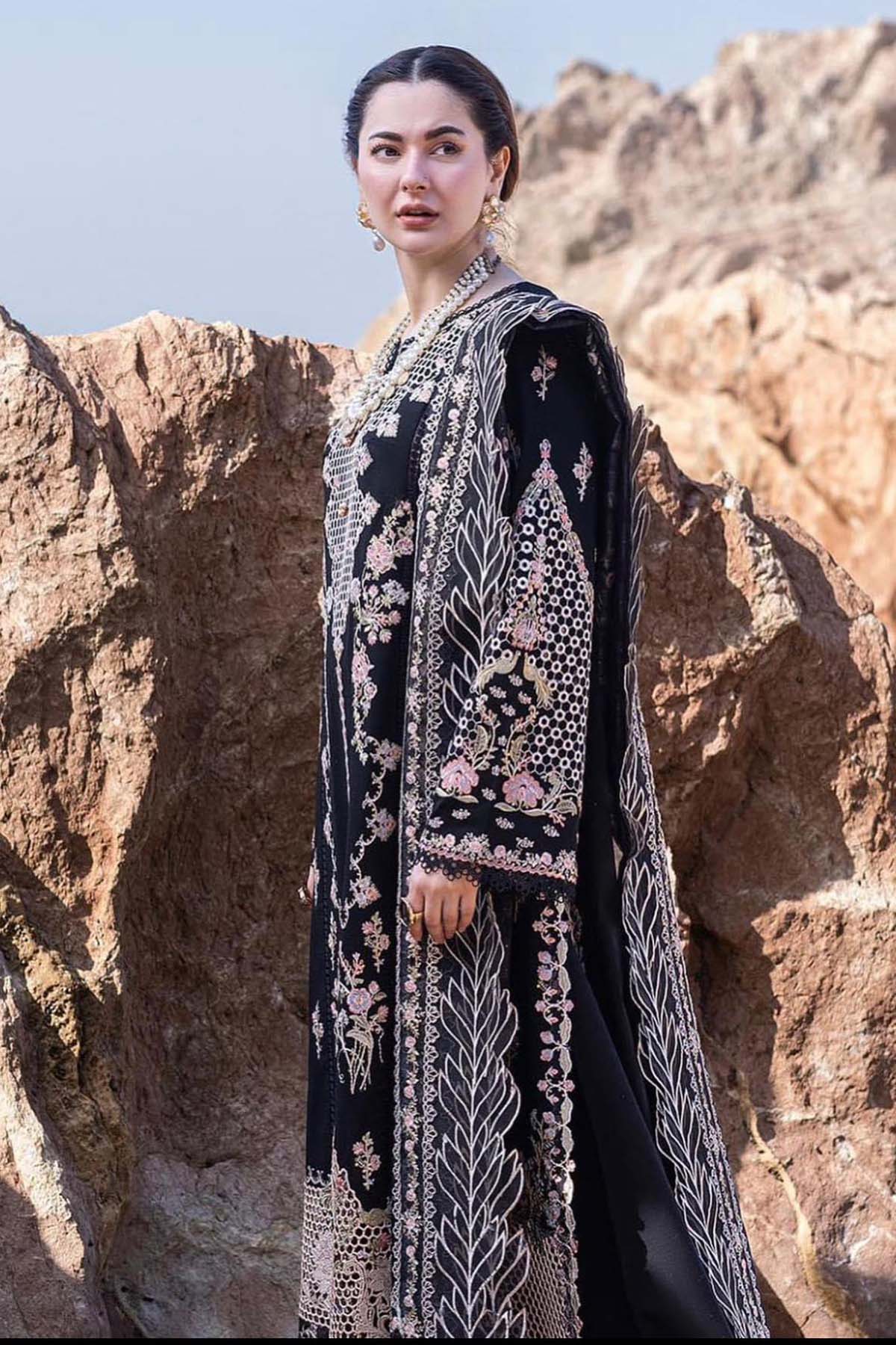 Qalamkar Luxury Embroidered Lawn 3pc with Embroidered Slub Net Dupatta - GA1829