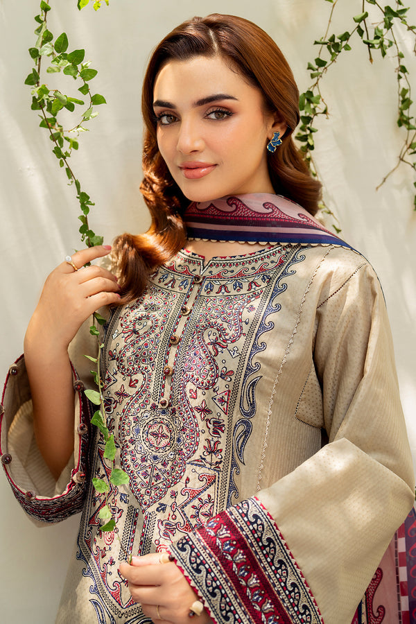Jazmin 3PC Embroidered Karandi Suit with Printed whool shawal-DC2108