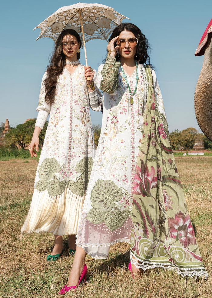 Mushq Embroidered Lawn 3pc with Embroidered Chiffon dupatta-GA1723