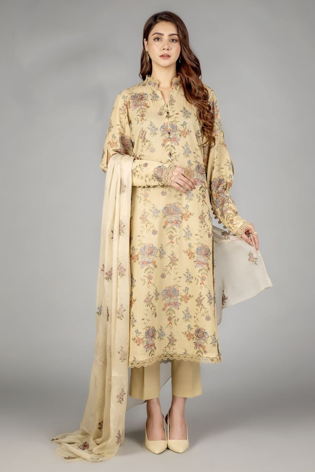 Bareeze Embroidered Lawn 3Pc with Embroidered Dupata-Ga1674