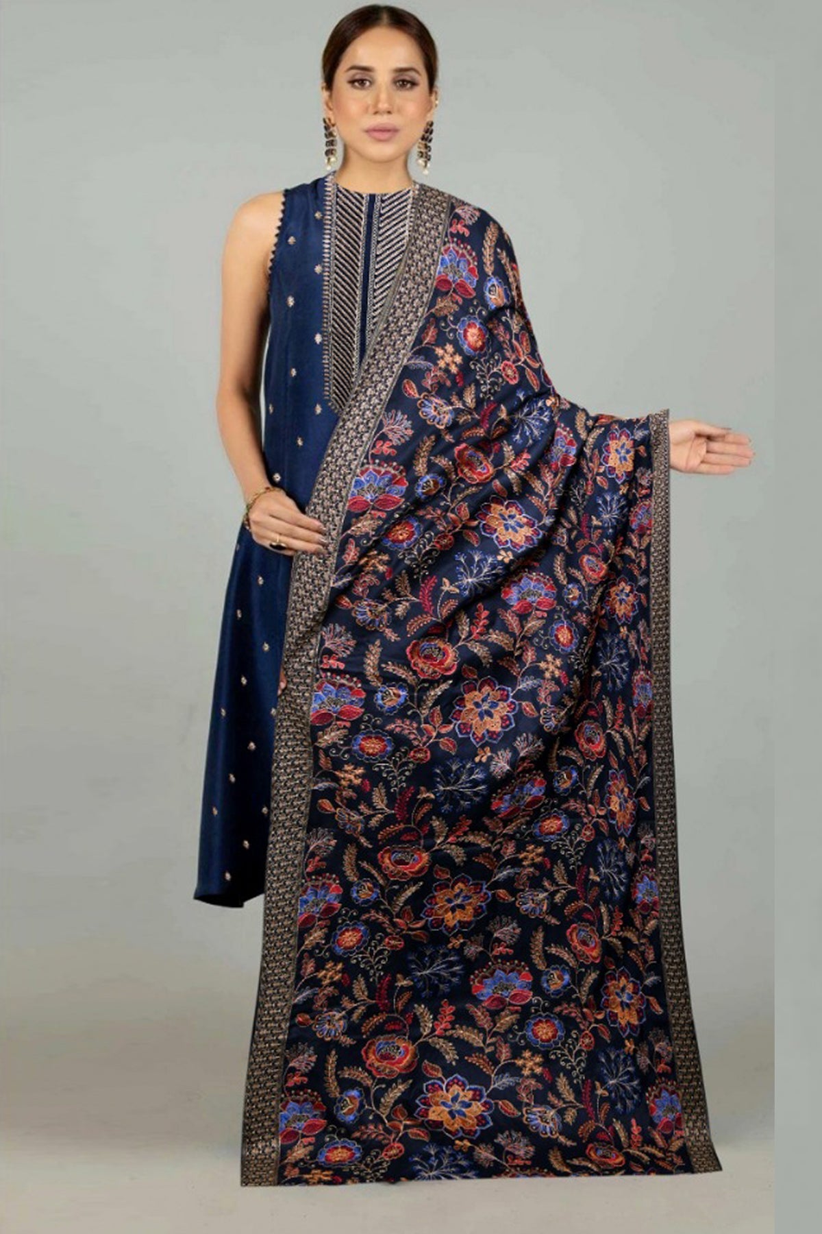 Bareeze 3PC Embroidered Dhanak Suit with Heavy Embroidered Shawal -GA102128
