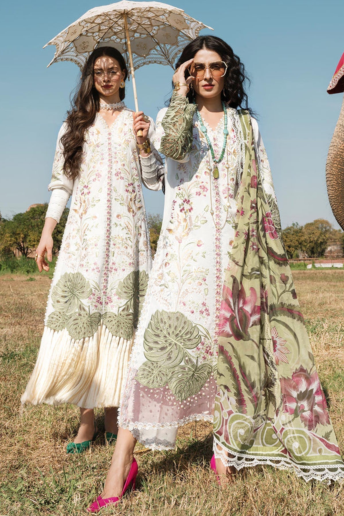 Mushq Embroidered Lawn 3pc with Embroidered Chiffon dupatta-GA1723