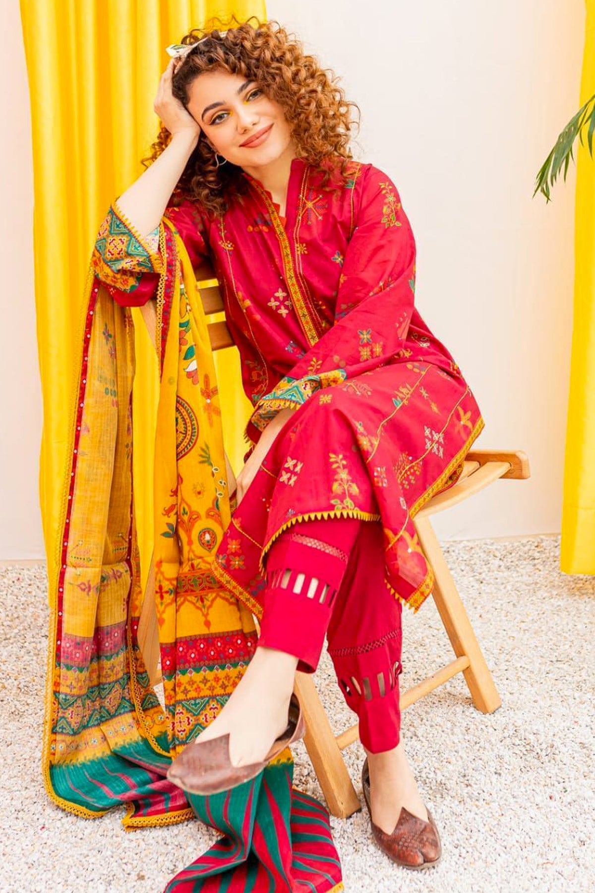 Batik BT Fully Embroidered Khaader 3Pc with whool shwal -GA102168