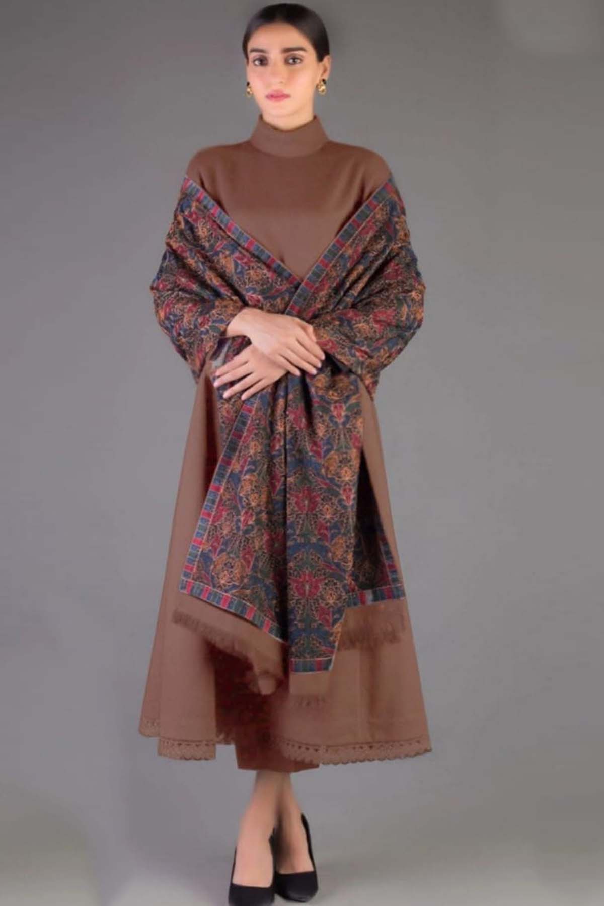 Bareeze 3PC Embroidered Dhanak Suit with Heavy Embroidered Shawal -GA102147