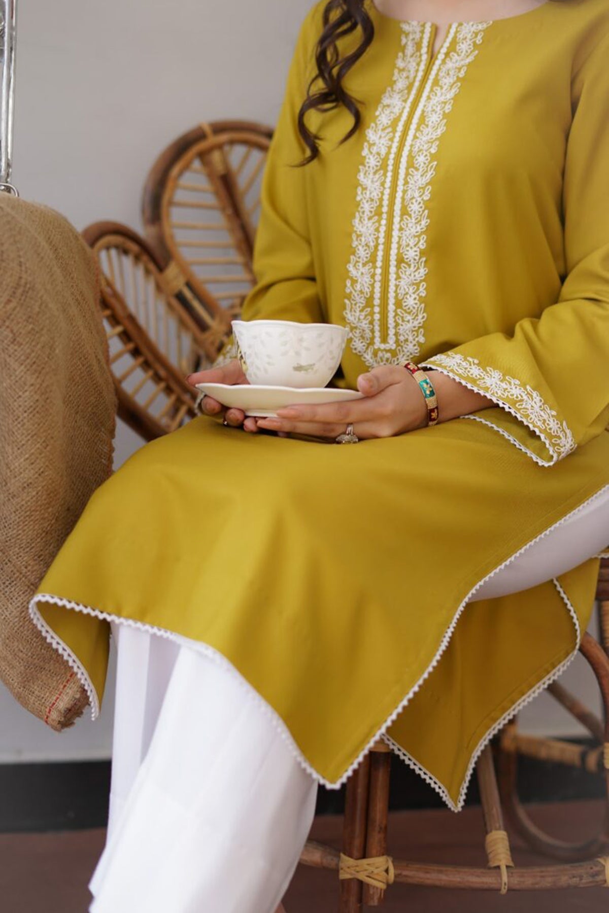 Winter Lime 3PC Embroidered Dhanak with Embroidered Dhanak Shawl - GA1769