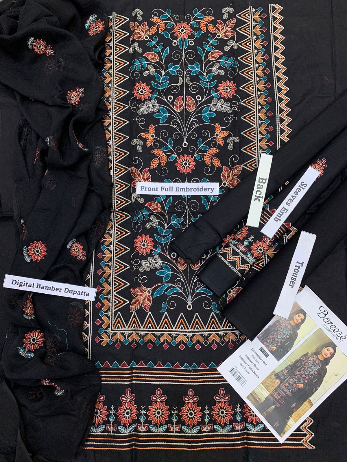 Bareeze 3PC Embroidered Lawn Suit with pure chiffon Dupatta - GA102110