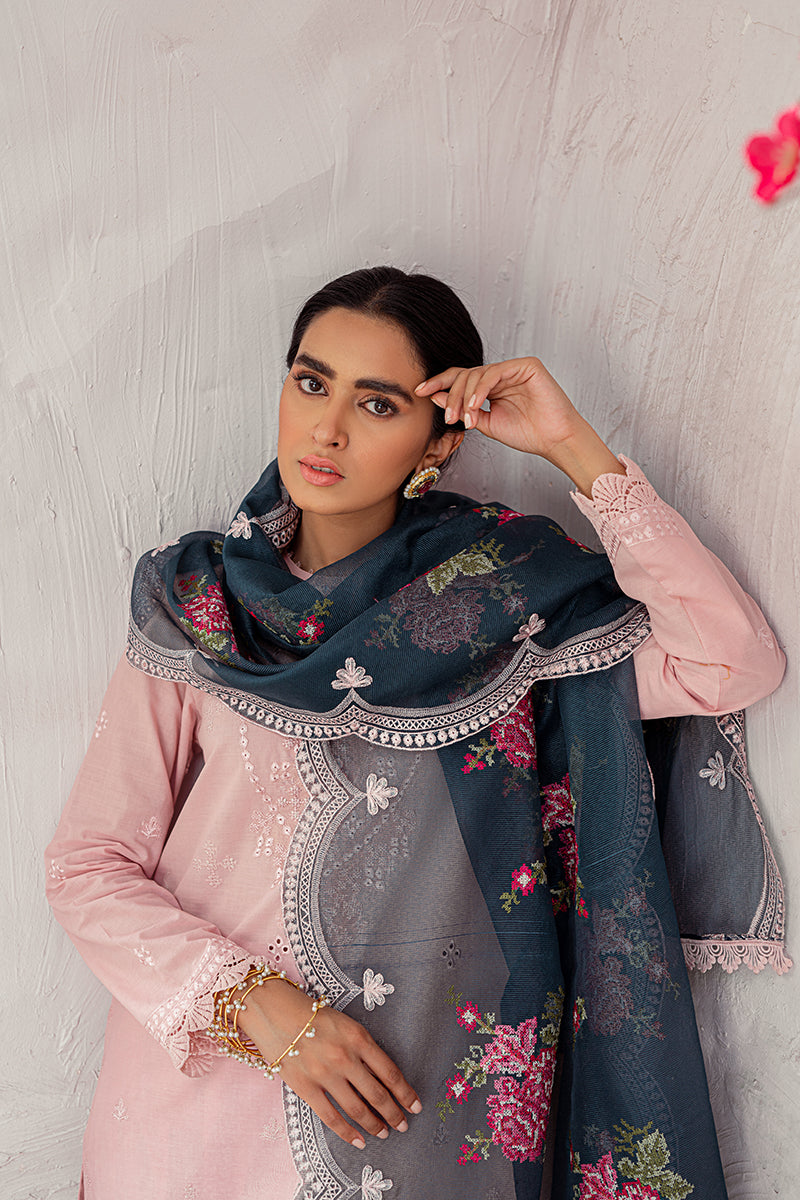 Cross Stich Embroidered Lawn 3pc with Embroidered Organza dupatta-GA1690