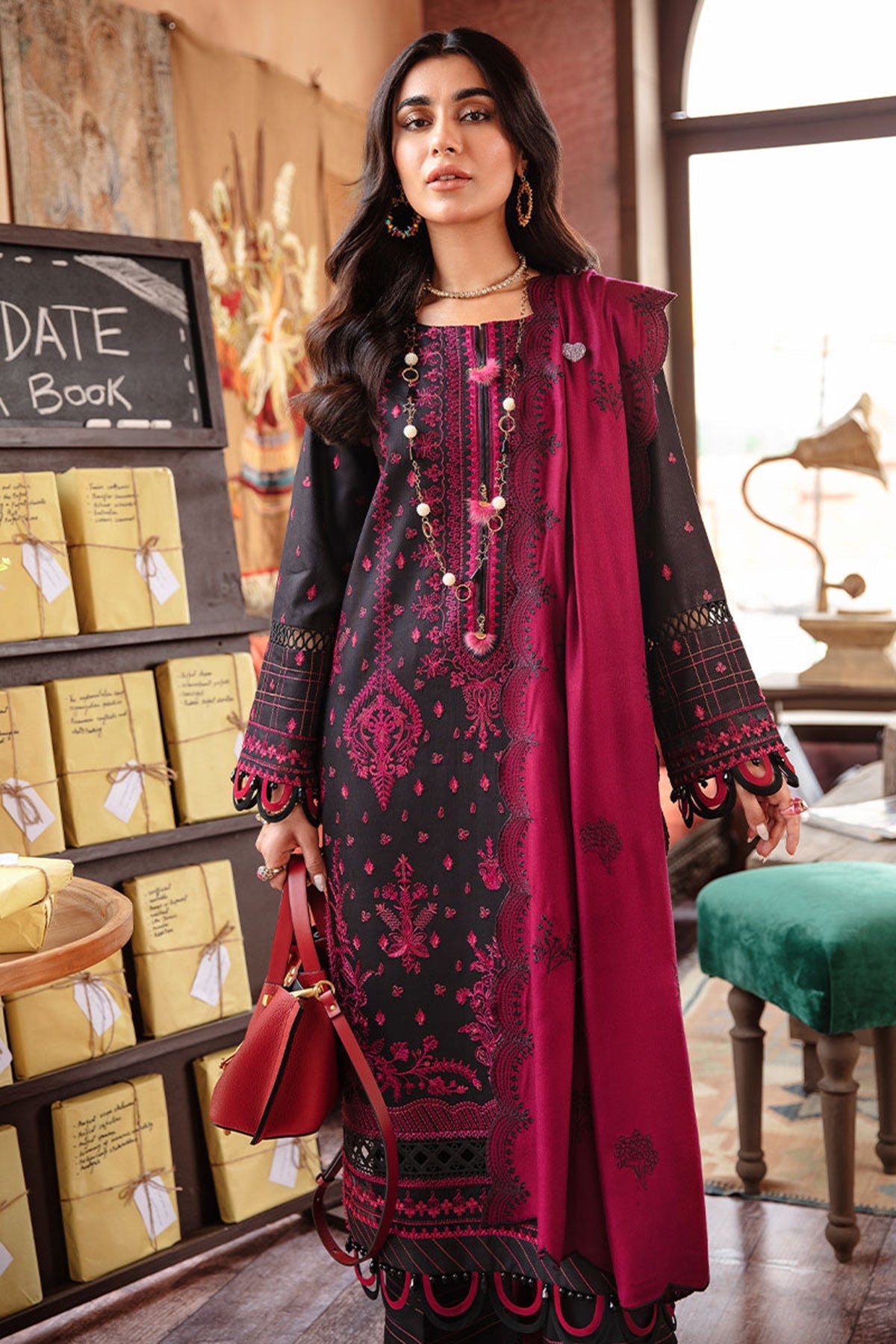 Rang Rasiya 3PC Embroidered Dhanak with Embroidered Dhanak Shawl - GA1762