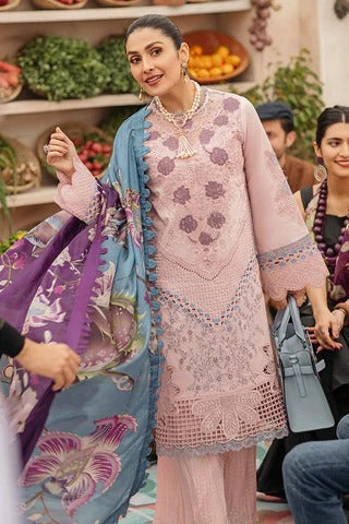 Mushq Embroidered Lawn 3pc with Silk dupatta-GA1694