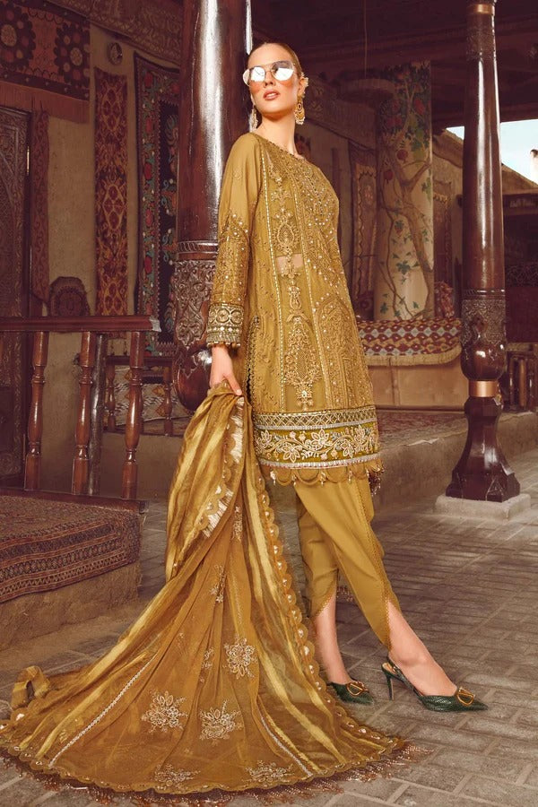 Maria B Embroidered Lawn 3pc with Embroidered Chiffon dupatta-GA1719