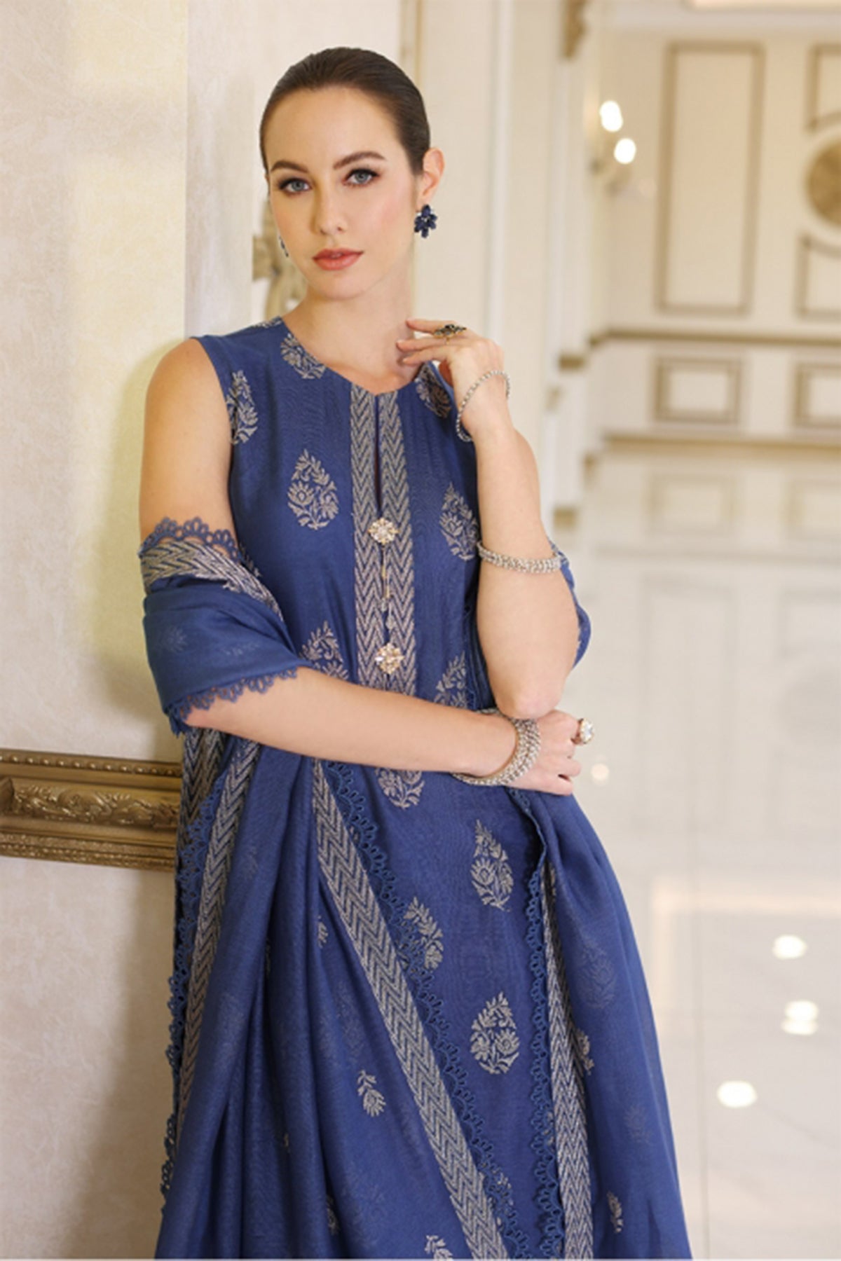Bareeze 3PC Embroidered Dhanak with Embroidered Dhanak Shawl - GA1780