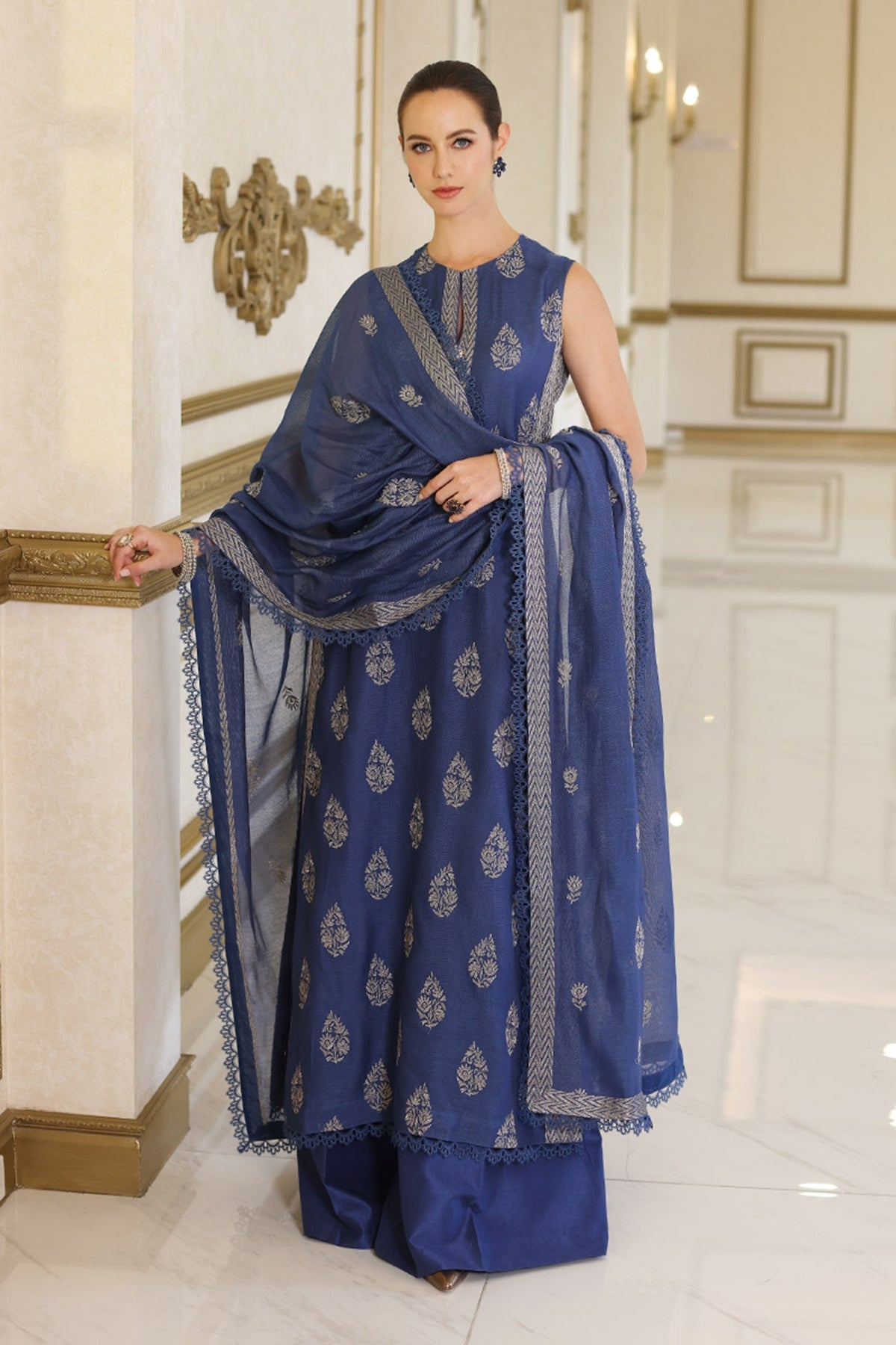 Bareeze 3PC Embroidered Dhanak with Embroidered Dhanak Shawl - GA1780