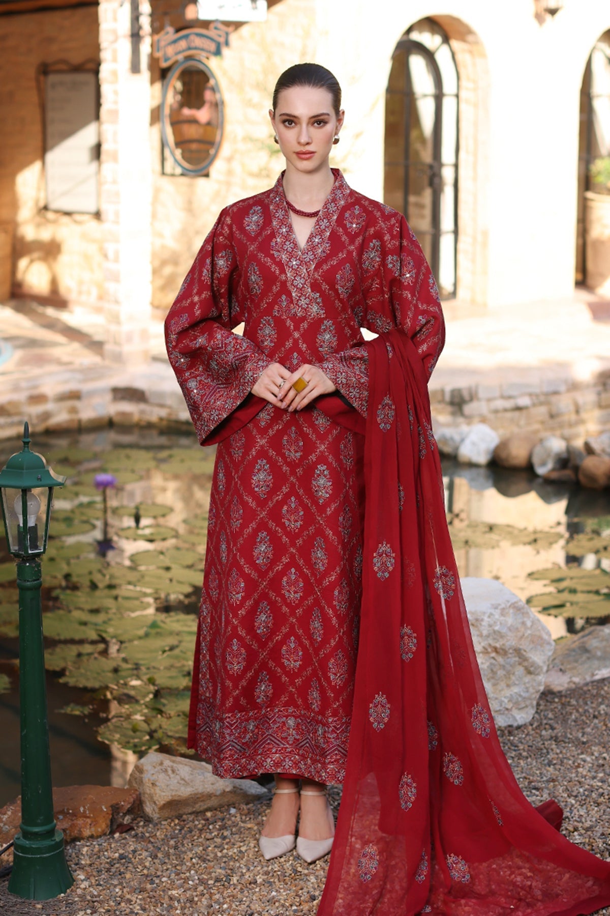 Bareeze 3PC Embroidered Dhanak with Embroidered Dhanak Shawl - GA1781