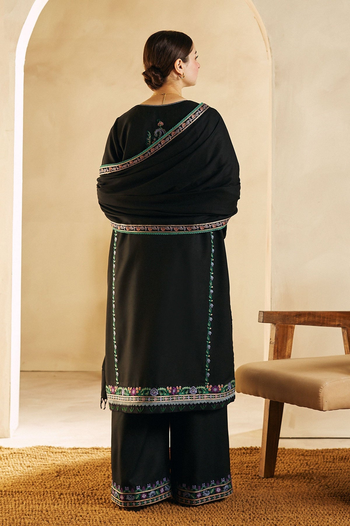 Zara shajahan 3PC Embroidered Dhanak with Embroidered Dhanak Shawl - GA1782