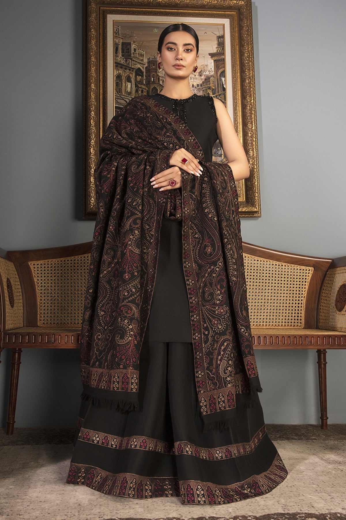 Bareeze 3PC Embroidered Dhanak with Embroidered Dhanak Shawl - GA1763