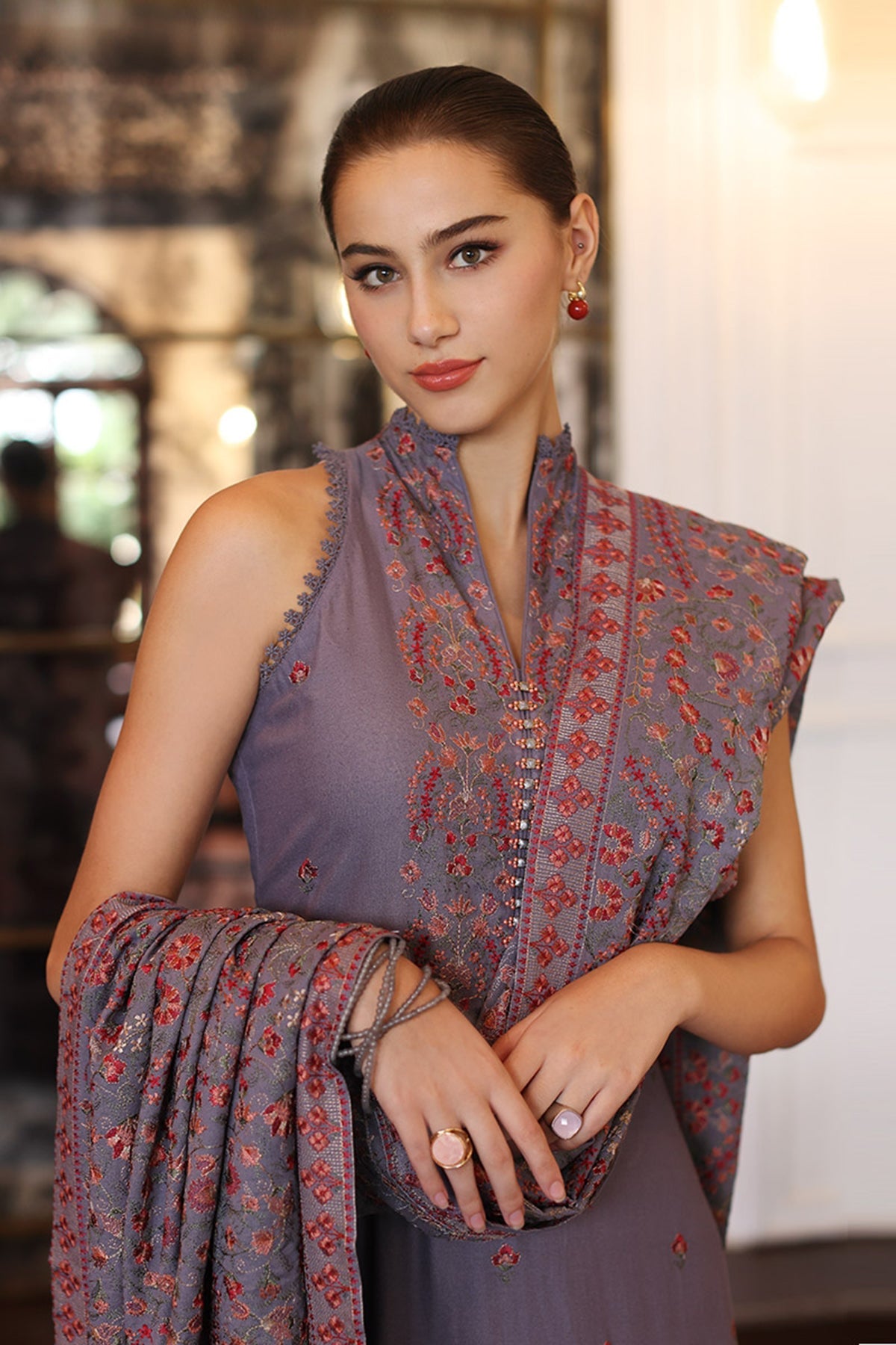 Bareeze 3PC Embroidered Dhanak with Embroidered Dhanak Shawl - GA1778