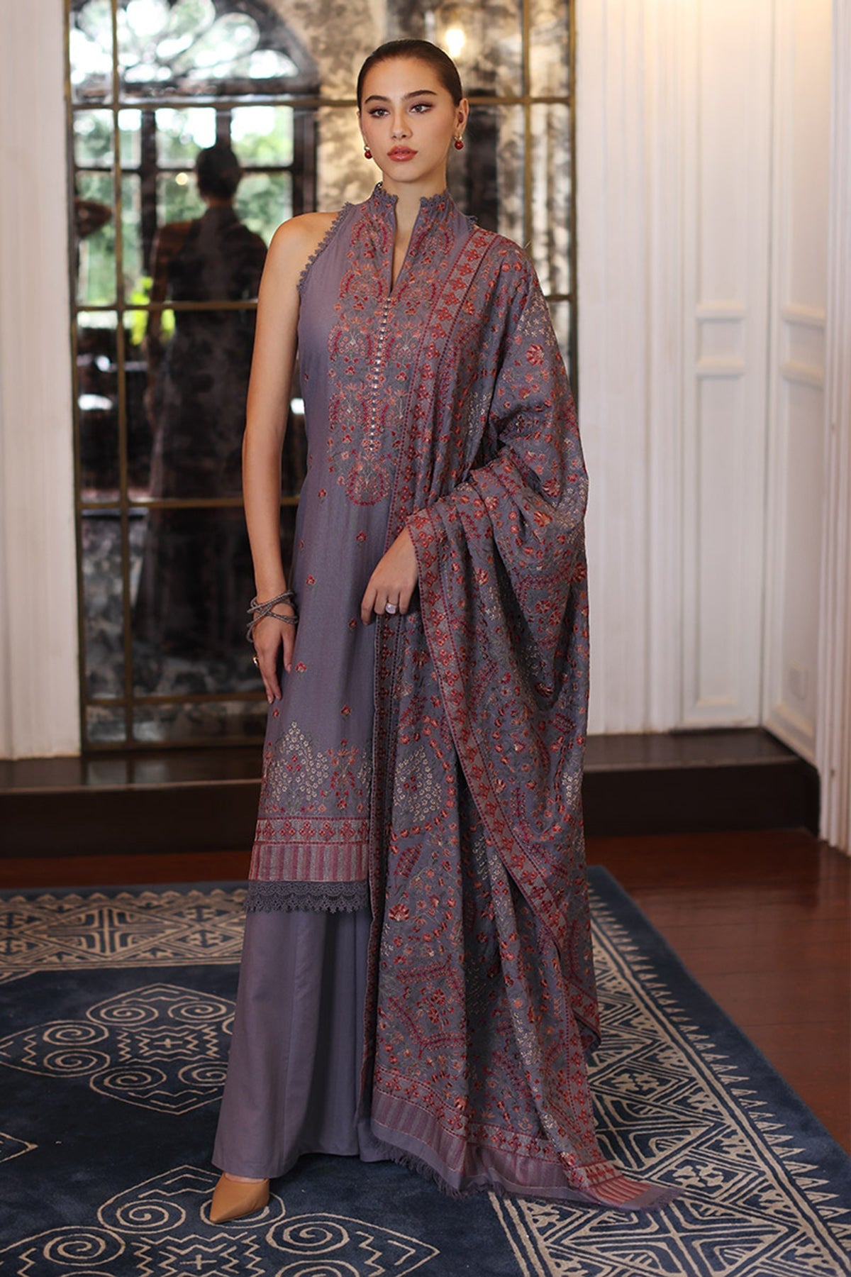 Bareeze 3PC Embroidered Dhanak with Embroidered Dhanak Shawl - GA1778