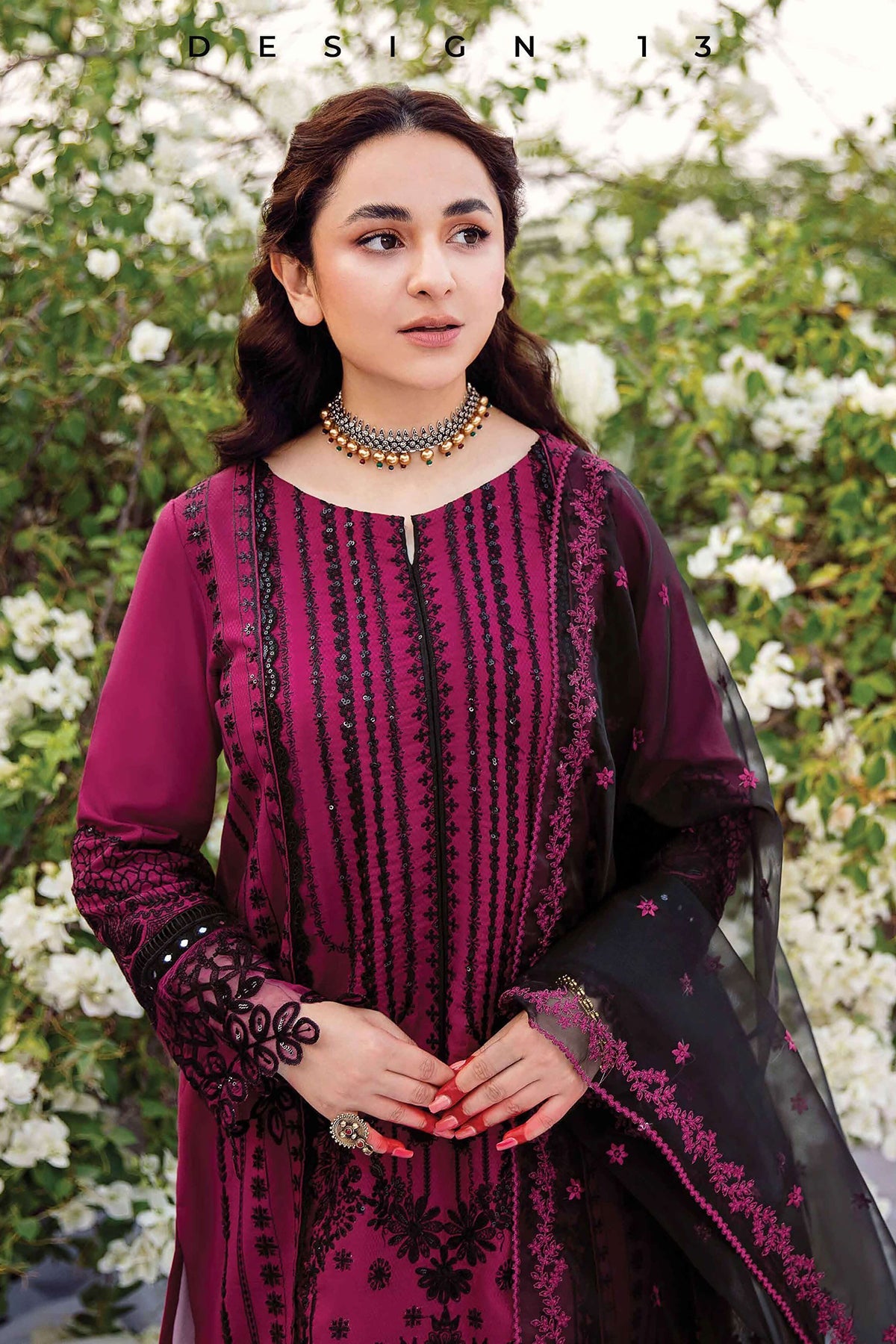 Luxury Embroidered Lawn 3Pc with Embroidered Organza Dupata-Ga1635