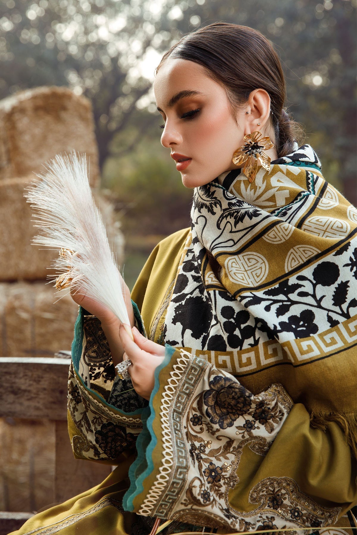 Maria B 3PC Fully Embroidered Dhanak Suit - GA1613