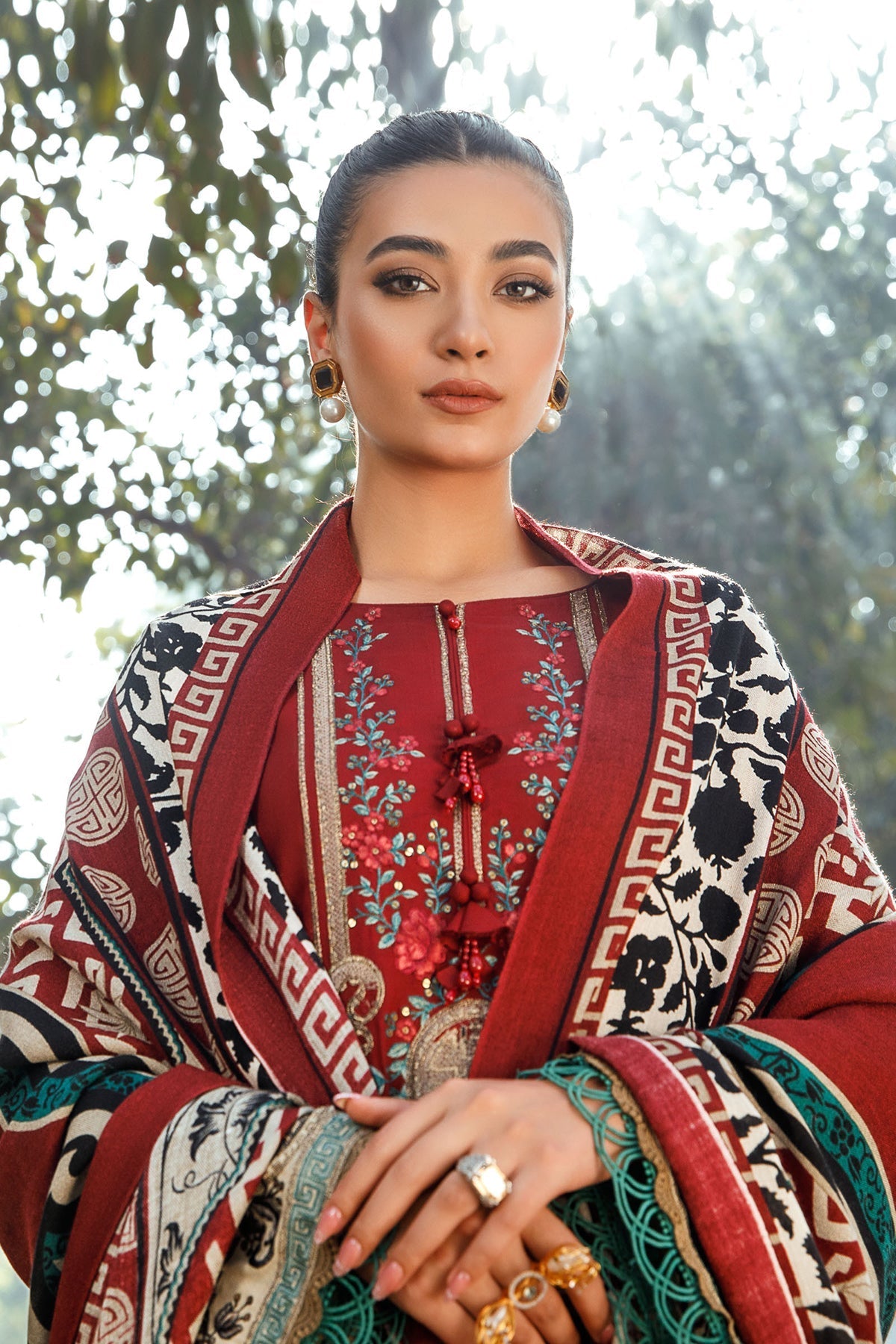 Maria B 3PC Fully Embroidered Dhanak Suit - GA1620