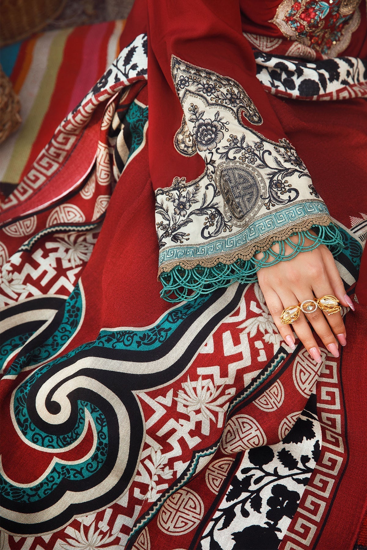 Maria B 3PC Fully Embroidered Dhanak Suit - GA1620