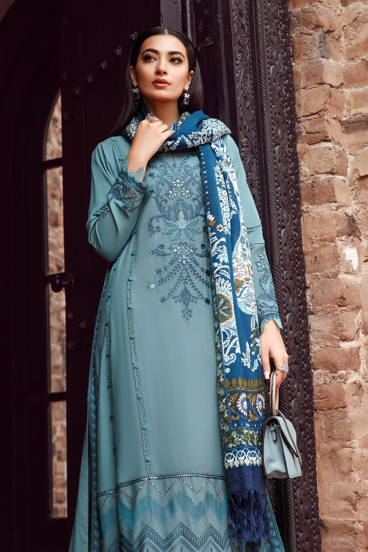 Maria B 3PC Fully Embroidered Dhanak Suit - GA1618