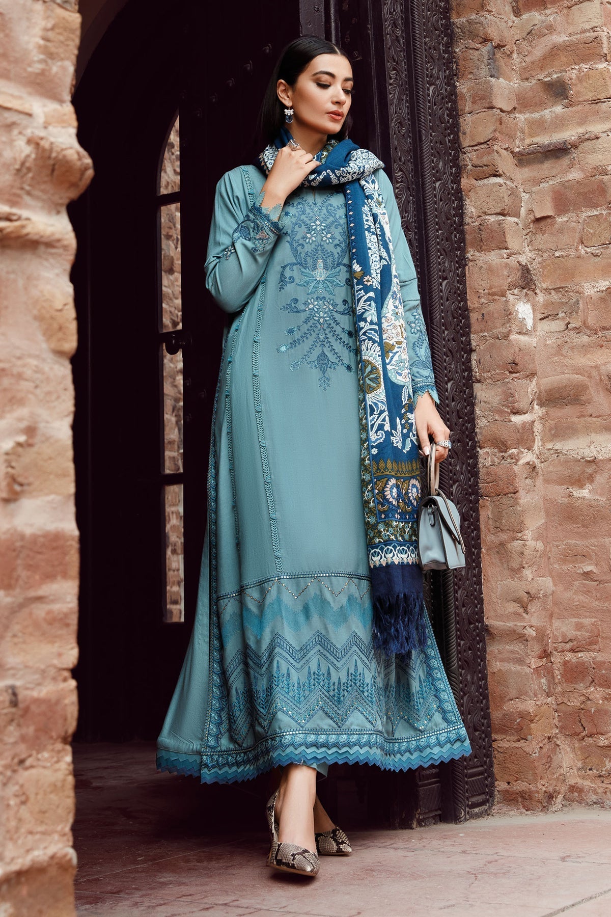 Maria B 3PC Fully Embroidered Dhanak Suit - GA1618