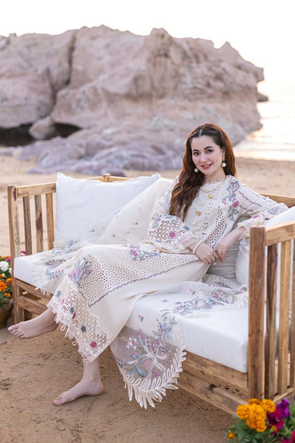 Qalamkar Luxury Embroidered Lawn 3pc with Embroidered Slub Net Dupatta - GA1858