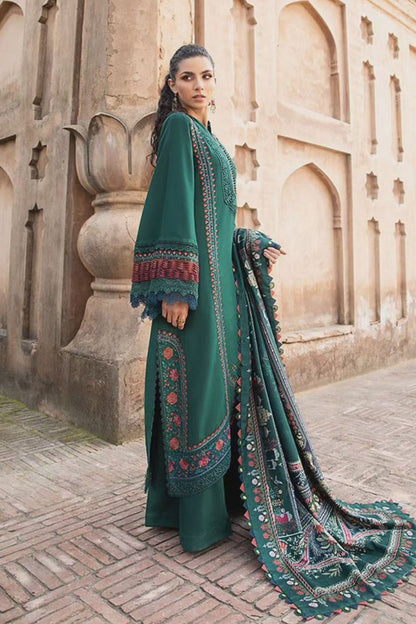 Maria B 3PC Embroidered Karandi Suit with Printed whool shawal-DC2100