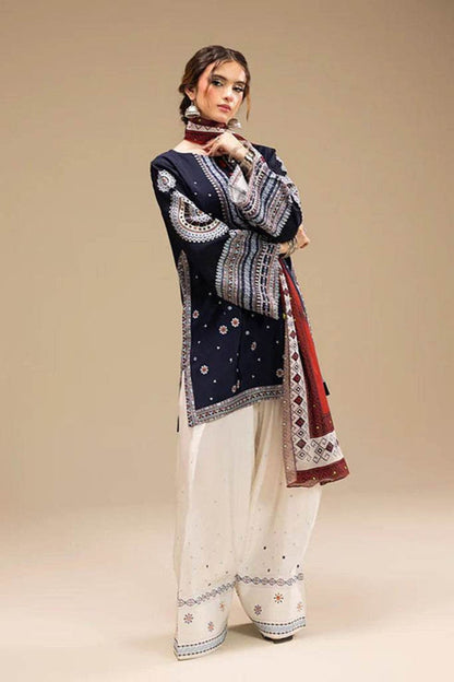 Jazmin Embroidered Dhanak 3pc with Printed Shawl- DC2122