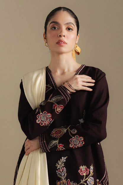 Zarashah Jahan Embroidered Dhanak 3pc with Printed Shawl- DC2127