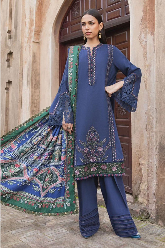 Maria B 3PC Embroidered Karandi Suit with Printed whool shawal-DC2101