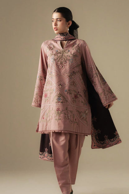 Zarashah Jahan Embroidered Dhanak 3pc with Printed Shawl- DC2123