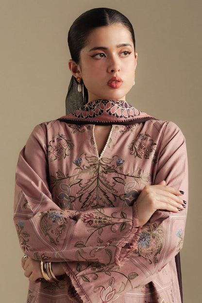 Zarashah Jahan Embroidered Dhanak 3pc with Printed Shawl- DC2123