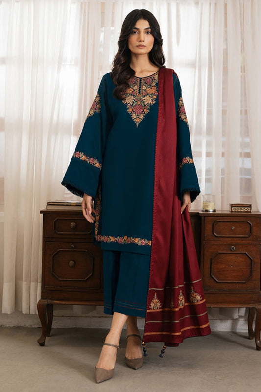 Jazmin 3PC Embroidered Karandi Suit with Printed whool shawal-DC2109