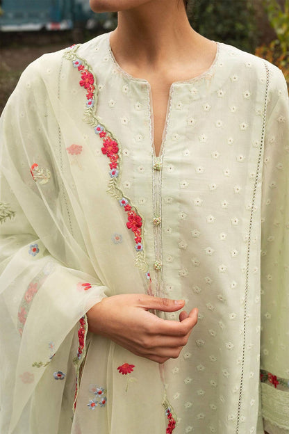 Zara shajahan Embroidered Lawn 3Pc with Organza Embroidered Dupata-Ga1671