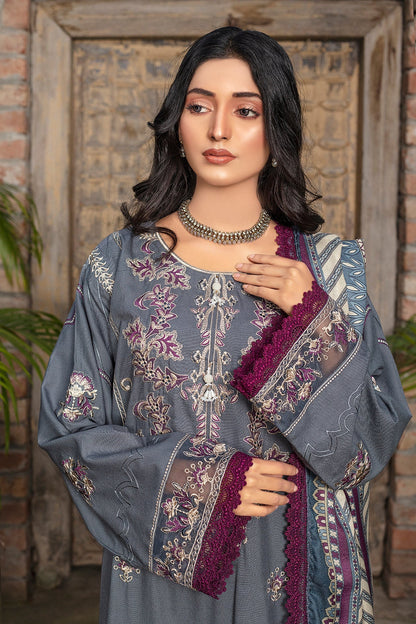 Zooj Firooja Luxury Embroidered Dhanak 3pc With Printed Whool Shawal-GA1940