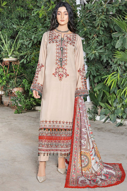 Zooj Dilaara Luxury Embroidered Dhanak 3pc With Printed Whool Shawal-GA1944