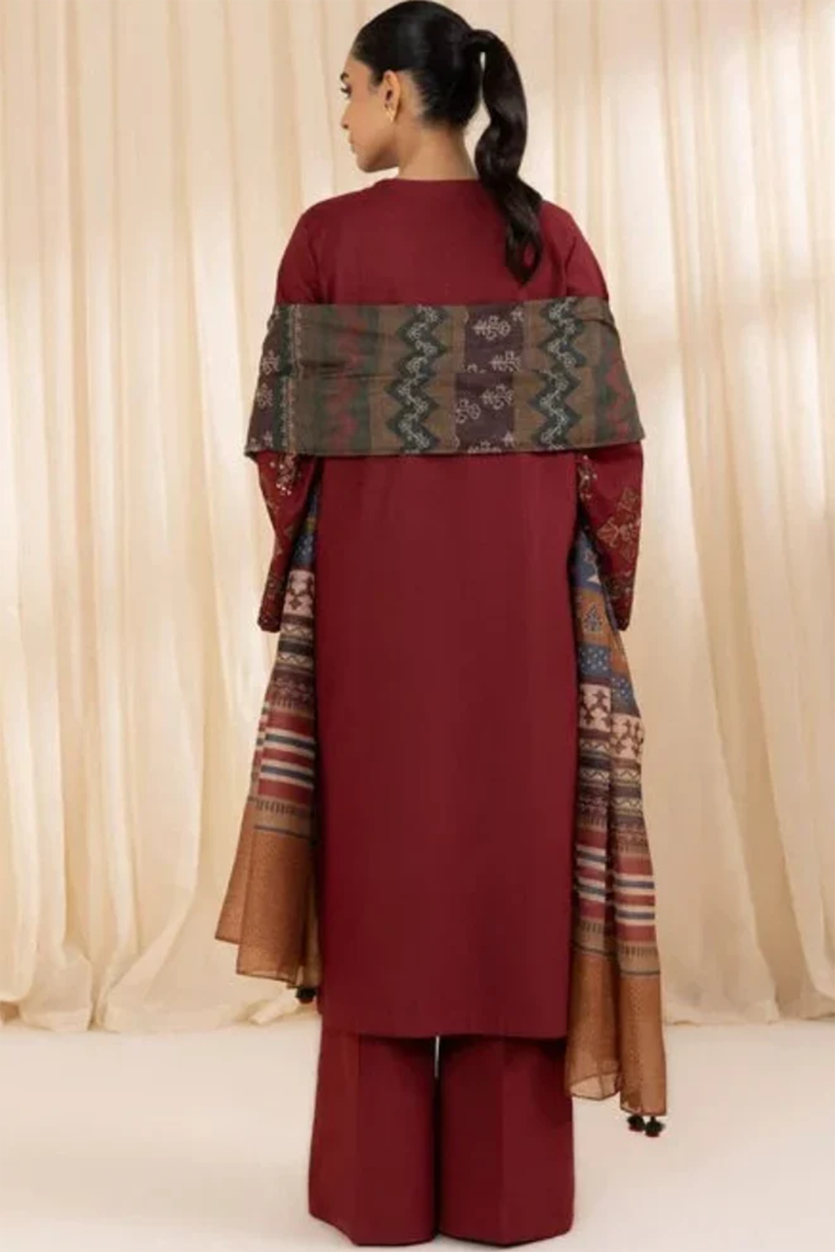 Sapphire 3PC Embroidered karandi Suit with Printed Shawal -DC2080