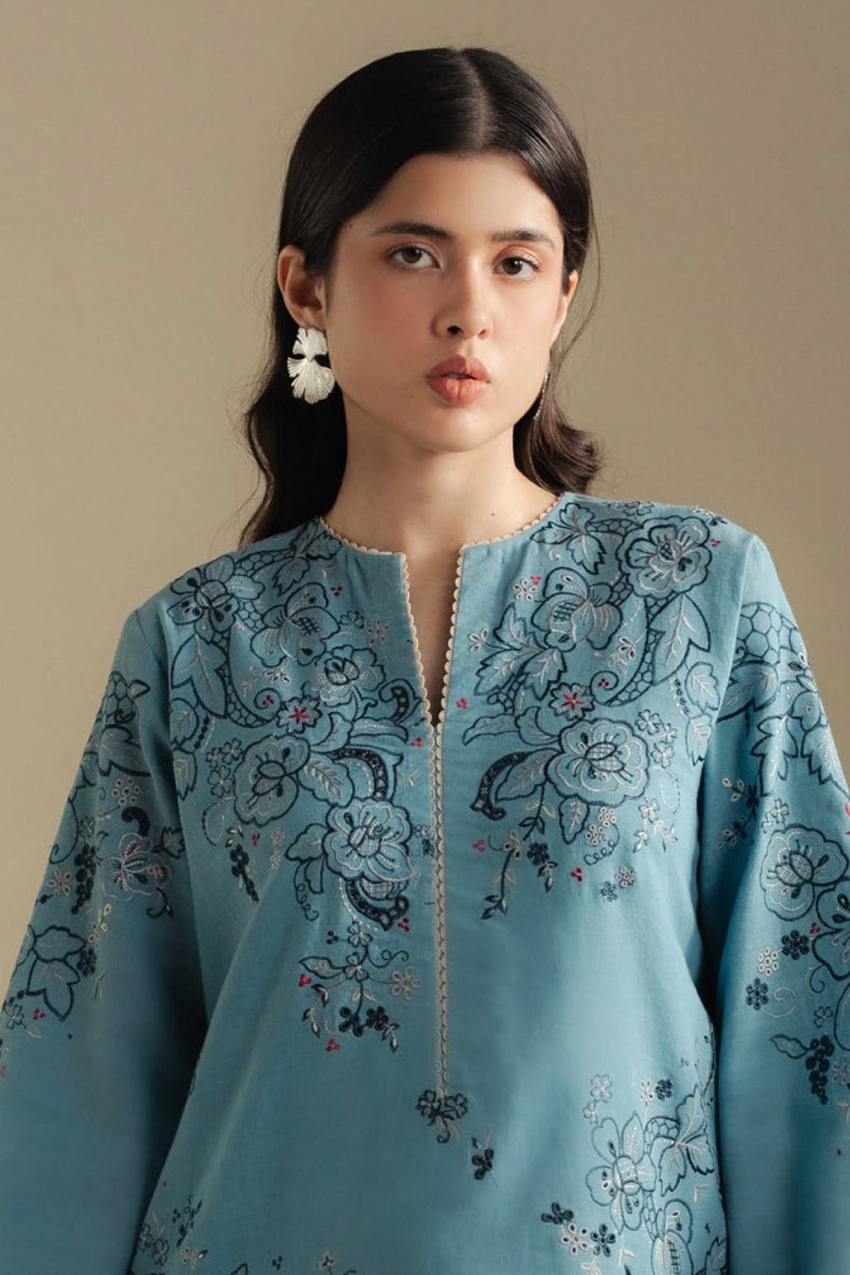 Zarashah Jahan Embroidered Dhanak 3pc with Printed Shawl- DC2128