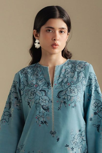 Zarashah Jahan Embroidered Dhanak 3pc with Printed Shawl- DC2128