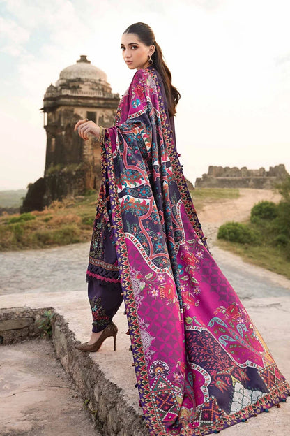 Maria B 3PC Embroidered Karandi Suit with Printed whool shawal-DC2097