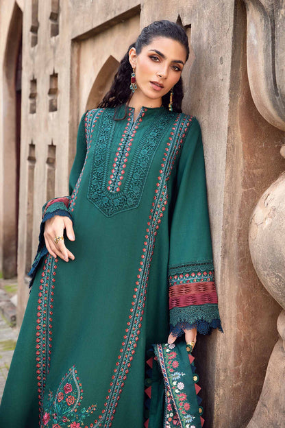 Maria B 3PC Embroidered Karandi Suit with Printed whool shawal-DC2100