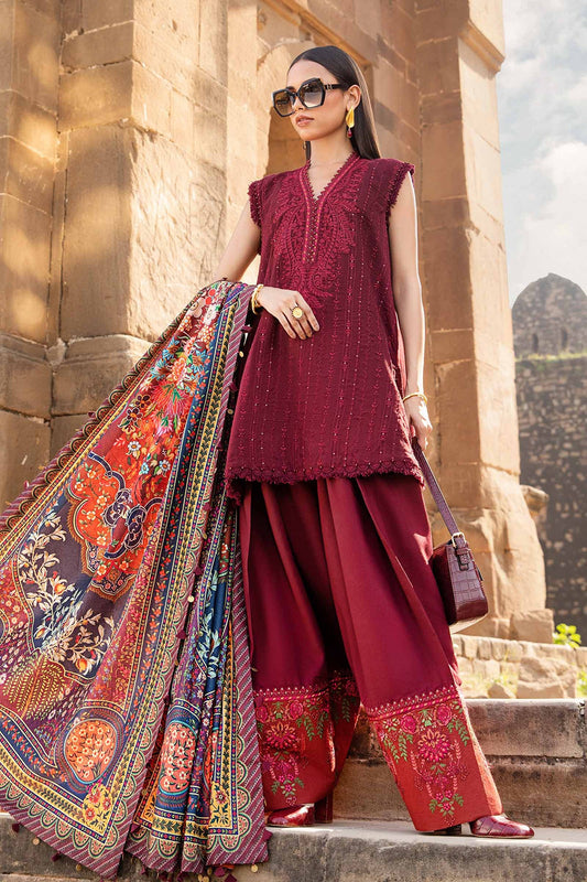 Maria B 3PC Embroidered karandi Suit with Printed Shawal -DC2081