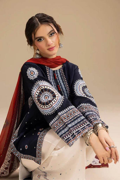 Jazmin Embroidered Dhanak 3pc with Printed Shawl- DC2122