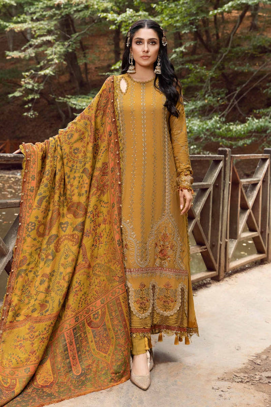 Maria b 3PC Embroidered Dhanak with Printed Shawl - GA1798