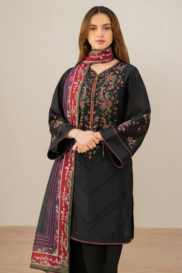 Jazmin 3PC Embroidered Karandi Suit with Printed whool shawal-DC2110